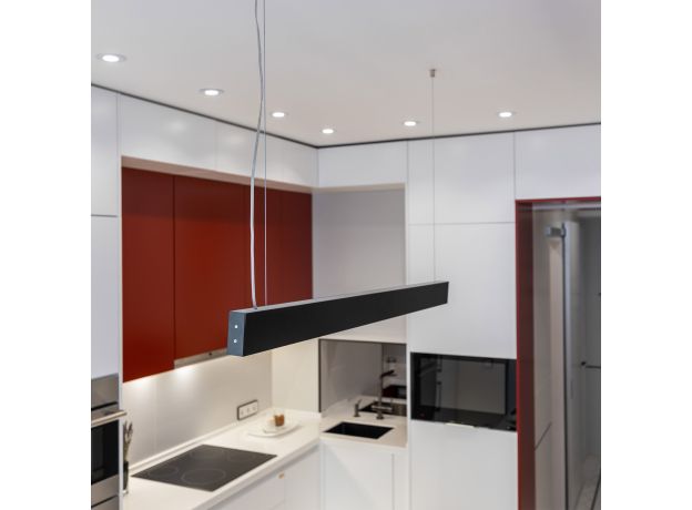 Линейный светодиодный подвесной односторонний светильник 128см 25Вт 6500К черный LSG-01-1-8*128-21-6500-MSh