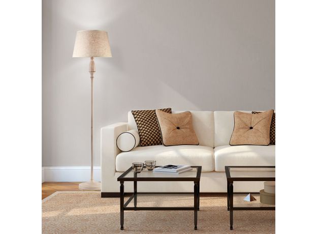 Классический торшер с абажуром 01081/1 белый с золотом