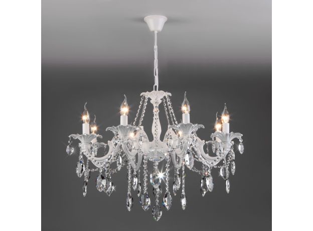 Подвесная люстра с хрусталем 10108/8 белый/прозрачный хрусталь Strotskis