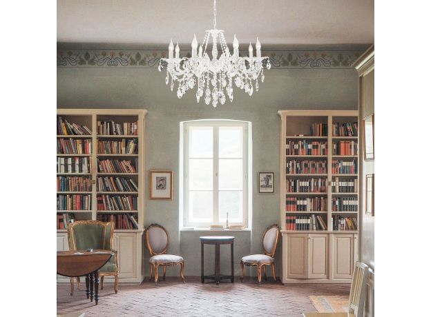 Подвесная люстра с хрусталем 10108/8 белый/прозрачный хрусталь Strotskis