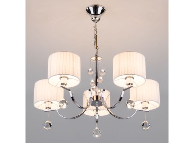 Люстра с белыми абажурами 60095/5 хром