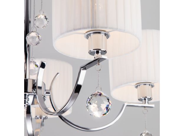 Люстра с белыми абажурами 60095/5 хром