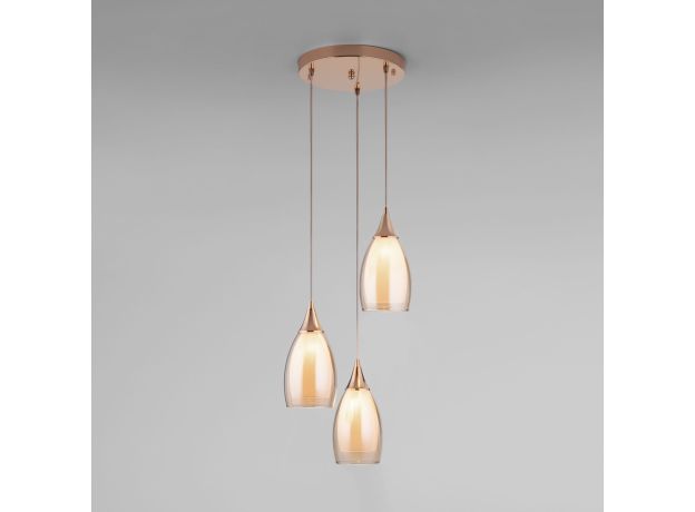 Подвесной светильник со стеклянным плафонами 50085/3 золото