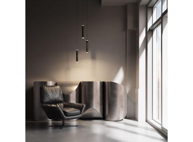 Подвесной светодиодный светильник DLR035 12W 4200K черный матовый