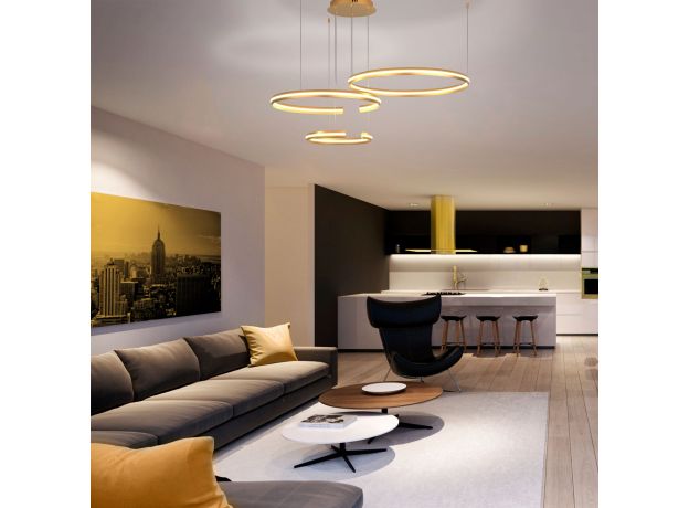 Подвесной светодиодный светильник с пультом управления 90180/3 золото