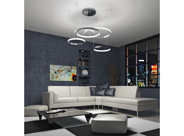 Подвесной светодиодный светильник с пультом управления 90175/5 хром