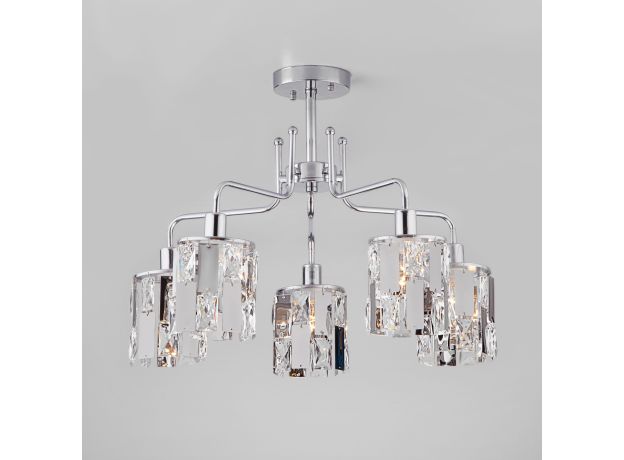 Потолочная люстра с хрусталем 10101/5 хром/прозрачный хрусталь Strotskis
