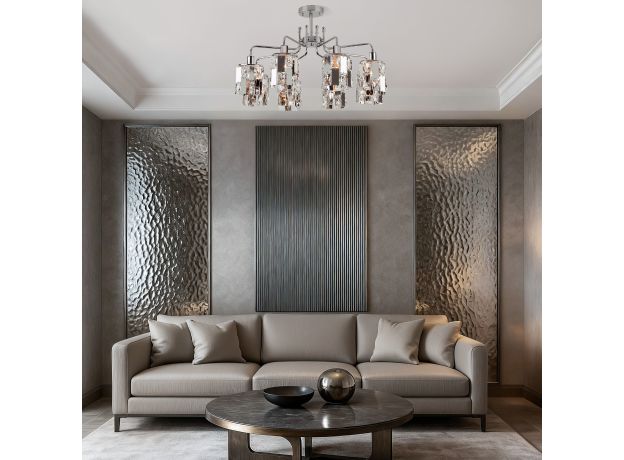 Потолочная люстра с хрусталем 10101/8 хром/прозрачный хрусталь Strotskis