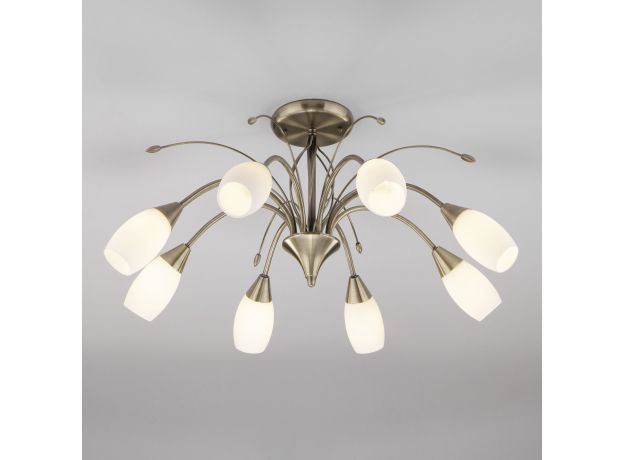 Потолочная люстра со стеклянными плафонами 30280/8 античная бронза