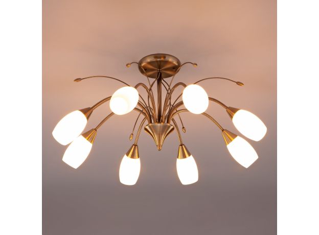 Потолочная люстра со стеклянными плафонами 30280/8 античная бронза