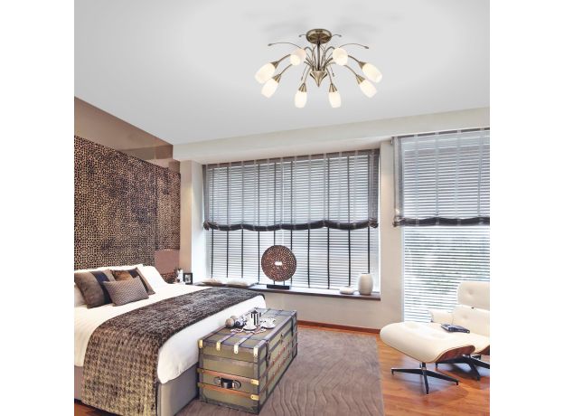 Потолочная люстра со стеклянными плафонами 30280/8 античная бронза