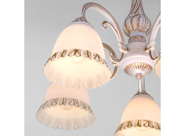 Потолочная люстра со стеклянными плафонами 60107/5 белый с золотом