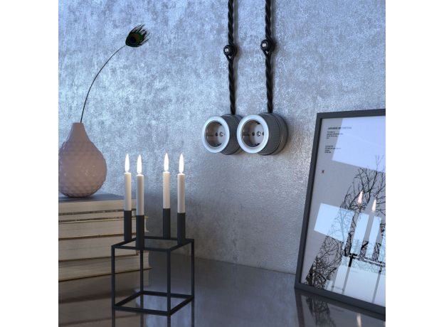 Розетка с заземлением матовый хром ретро WL19-10-01