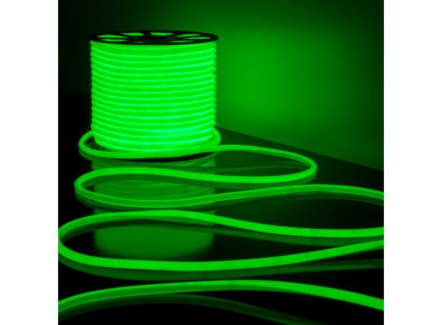 Светодиодный гибкий неон 220 В 9.6 Вт/м 144 Led/м 2835 IP67, круглый зеленый, 50 м Гибкий неон 220V 9,6W 144Led 2835 IP67 круглый зеленый, 50 м