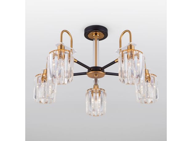 Умная потолочная люстра с хрусталем в стиле лофт 70090/5 черный
