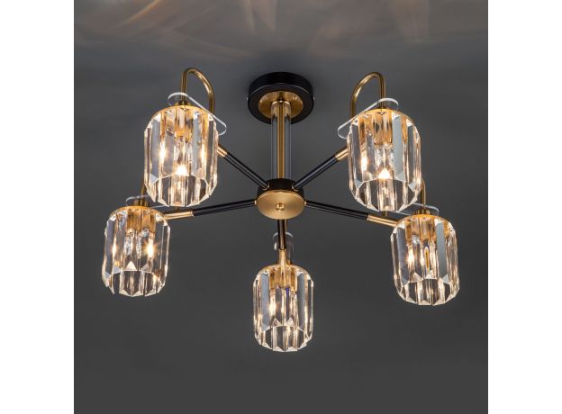 Умная потолочная люстра с хрусталем в стиле лофт 70090/5 черный