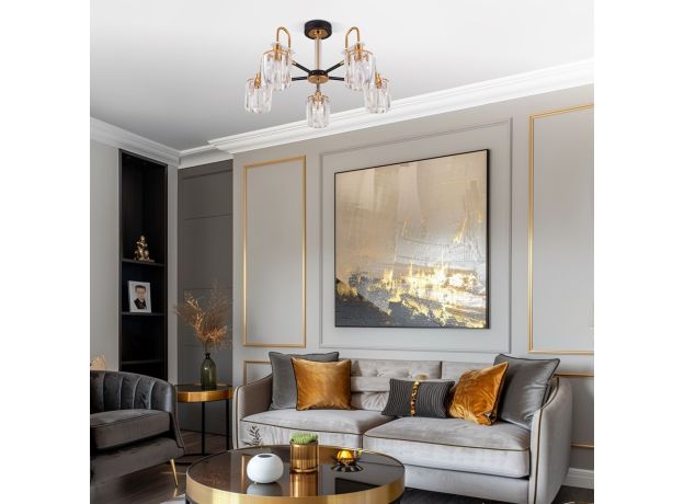 Умная потолочная люстра с хрусталем в стиле лофт 70090/5 черный