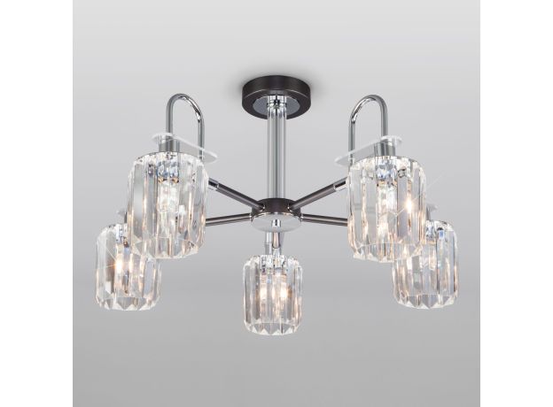 Умная потолочная люстра с хрусталем в стиле лофт 70090/5 графит