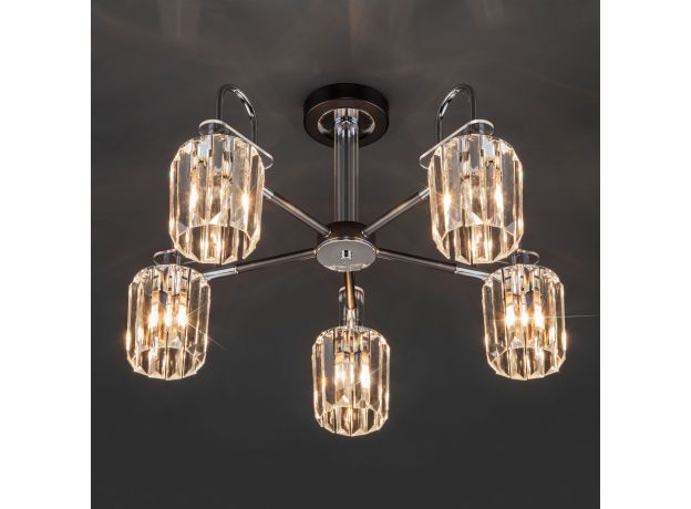 Умная потолочная люстра с хрусталем в стиле лофт 70090/5 графит