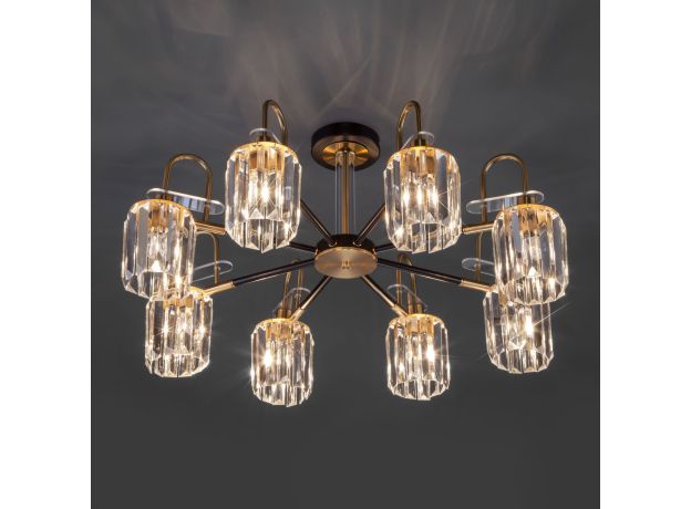 Умная потолочная люстра с хрусталем в стиле лофт 70090/8 черный