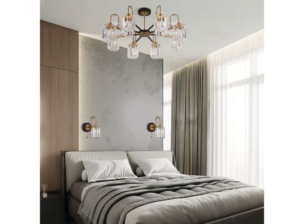 Умная потолочная люстра с хрусталем в стиле лофт 70090/8 черный