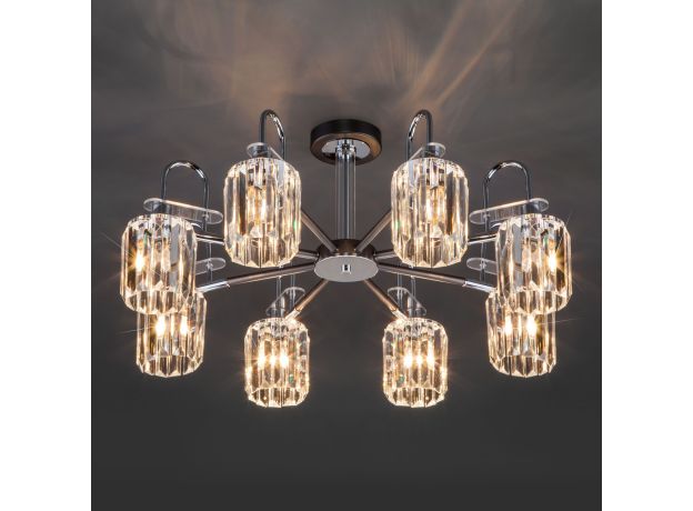 Умная потолочная люстра с хрусталем в стиле лофт 70090/8 графит