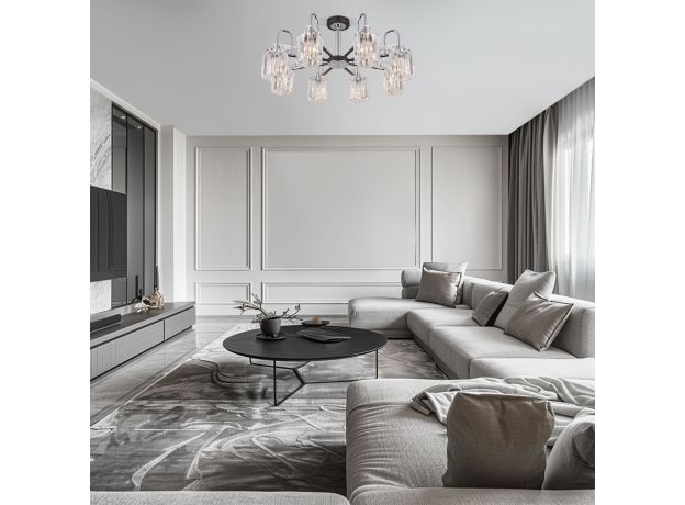 Умная потолочная люстра с хрусталем в стиле лофт 70090/8 графит