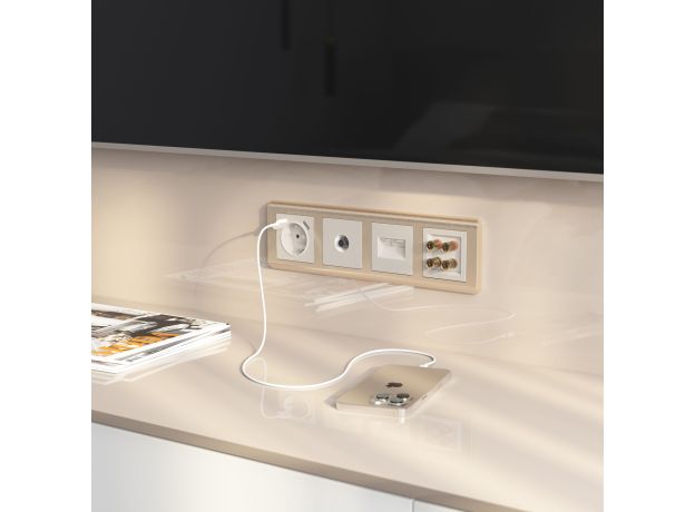 Акустическая розетка (перламутровый рифленый) WL13-AUDIOx4