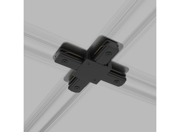 Коннектор X-образный для однофазного шинопровода черный TRC-1-1-X-BK