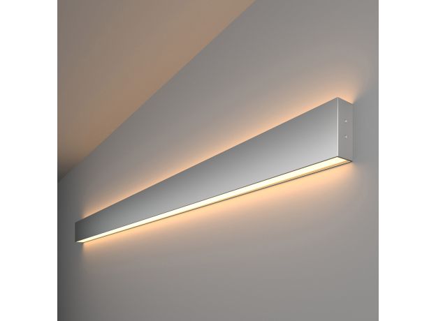 Линейный светодиодный накладной двусторонний светильник 128см 50Вт 3000К серебряный 101-100-40-128