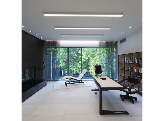 Линейный светодиодный накладной односторонний светильник 128см 25Вт 4200К серебряный 101-100-30-128