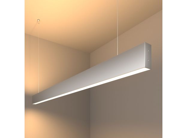 Линейный светодиодный подвесной двусторонний светильник 128см 50Вт 3000K серебряный 101-200-40-128