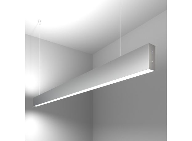 Линейный светодиодный подвесной двусторонний светильник 128см 50W 6500K серебряный 101-200-40-128