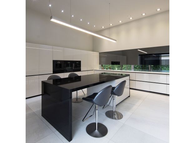 Линейный светодиодный подвесной односторонний светильник 128см 25Вт 4200К серебряный 101-200-30-128