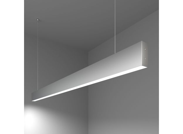 Линейный светодиодный подвесной односторонний светильник 128см 25Вт 6500K серебряный 101-200-30-128