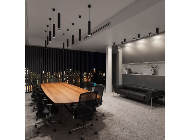 Подвесной светодиодный светильник DLR023 12W 4200K черный матовый