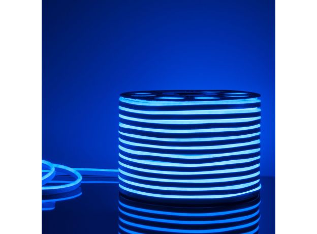 Светодиодный гибкий неон 220 В 9.6 Вт/м 120Led/м 2835 IP67, односторонний, синий, 50 м Гибкий неон 220V 9,6W 120Led 2835 IP67 односторонний синий, 50 м