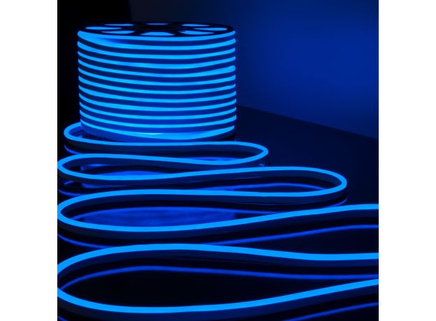 Светодиодный гибкий неон 220 В 9.6 Вт/м 120Led/м 2835 IP67, односторонний, синий, 50 м Гибкий неон 220V 9,6W 120Led 2835 IP67 односторонний синий, 50 м