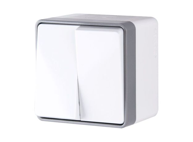 Выключатель двухклавишный влагозащищенный Gallant белый WL15-03-02