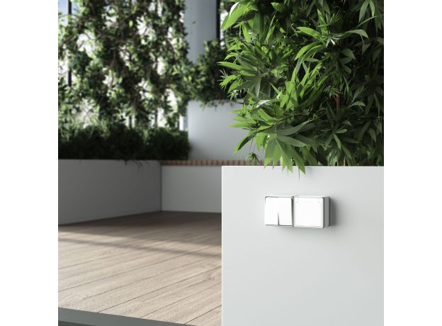 Выключатель двухклавишный влагозащищенный Gallant белый WL15-03-02