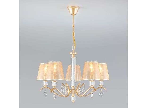 Классическая люстра с абажурами 60103/5 перламутровое золото