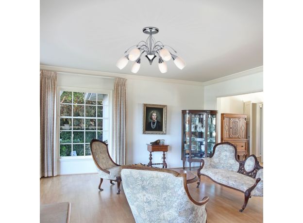 Люстра потолочная с плафонами из стекла 22080/6 хром