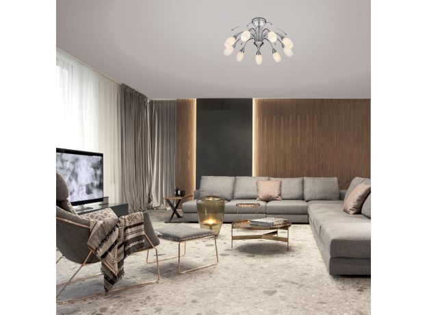 Люстра потолочная с плафонами из стекла 22080/9 хром