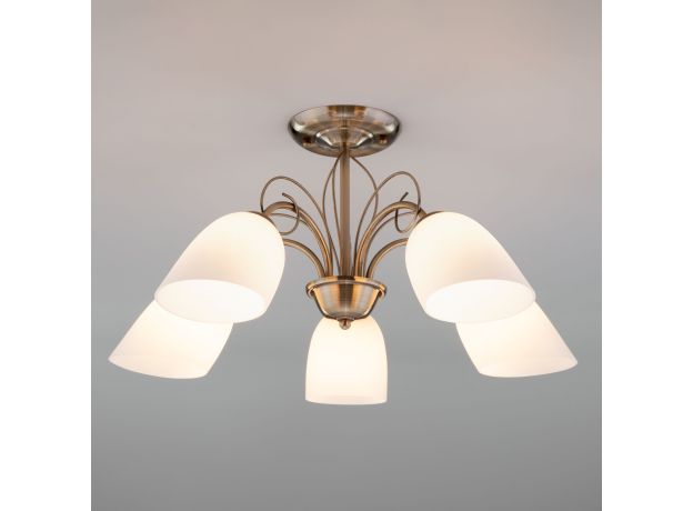 Люстра потолочная с витыми элементами 30107/5 античная бронза