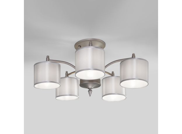 Люстра с атласными абажурами 60080/5 сатин-никель