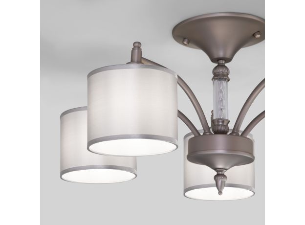 Люстра с атласными абажурами 60080/5 сатин-никель