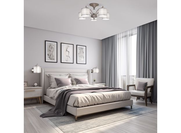 Люстра с атласными абажурами 60080/5 сатин-никель