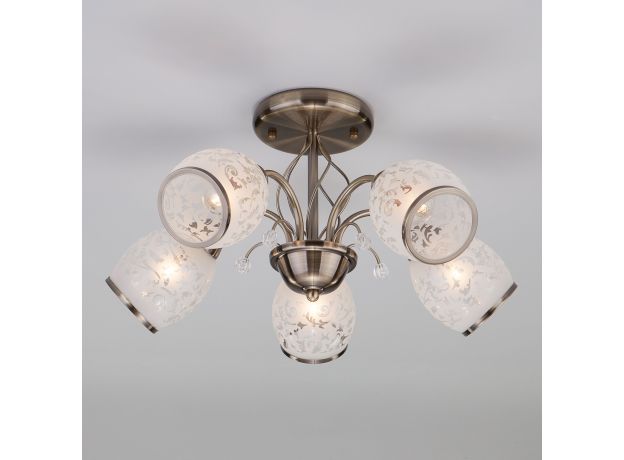 Люстра с плафонами с узором 30026/5 античная бронза