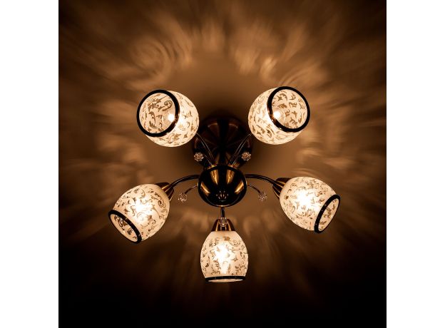Люстра с плафонами с узором 30026/5 античная бронза