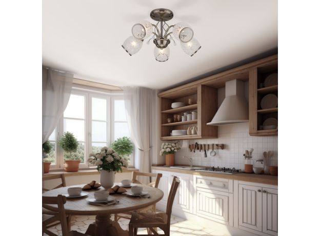 Люстра с плафонами с узором 30026/5 античная бронза